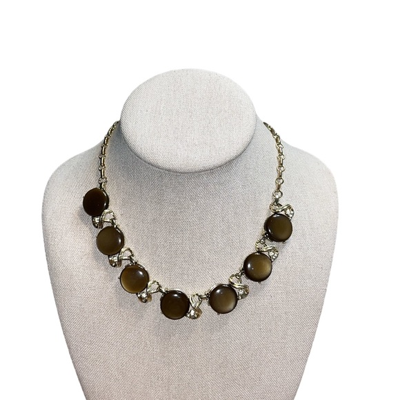 Coro Jewelry - Vintage Coro Gold Tone Brown Thermoset Necklace, Earrings, and Bracelet Set